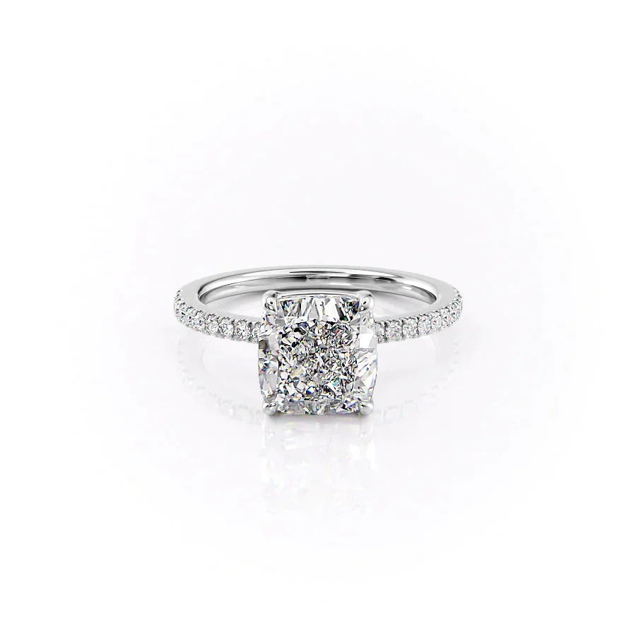 The Pave Eleanor Set With A 1.5 Carat Cushion Lab Diamond