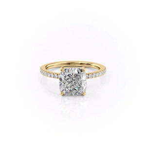 The Pave Eleanor Set With A 3.5 Carat Cushion Moissanite