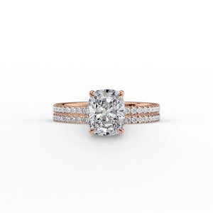 The Pave Eleanor Set With A 4.5 Carat Elongated Cushion Moissanite