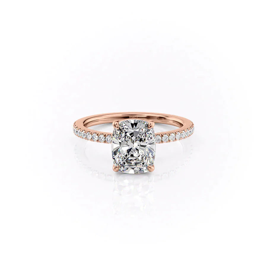 The Pave Eleanor Set With A 1.5 Carat Elongated Cushion Lab Diamond