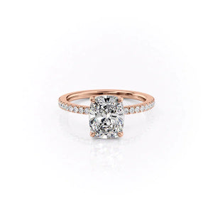 The Pave Eleanor Set With A 3.5 Carat Elongated Cushion Moissanite