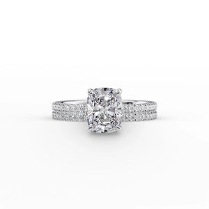 The Pave Eleanor Set With A 1.5 Carat Elongated Cushion Lab Diamond
