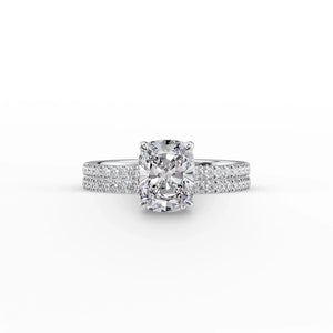 The Pave Eleanor Set With A 3 Carat Elongated Cushion Lab Diamond