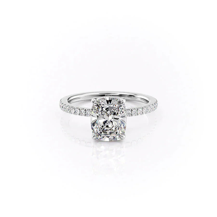 The Pave Eleanor Set With A 3 Carat Elongated Cushion Lab Diamond