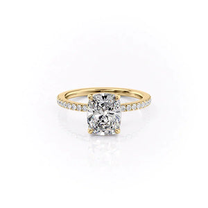 The Pave Eleanor Set With A 2.5 Carat Elongated Cushion Lab Diamond