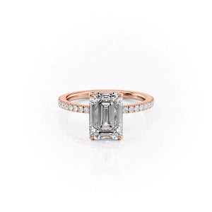 The Pave Eleanor Set With A 3.5 Carat Emerald Moissanite