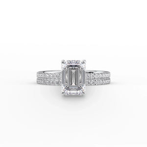 The Pave Eleanor Set With A 1.5 Carat Emerald Moissanite