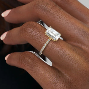 The Pave Eleanor Set With A 2.5 Carat Emerald Moissanite
