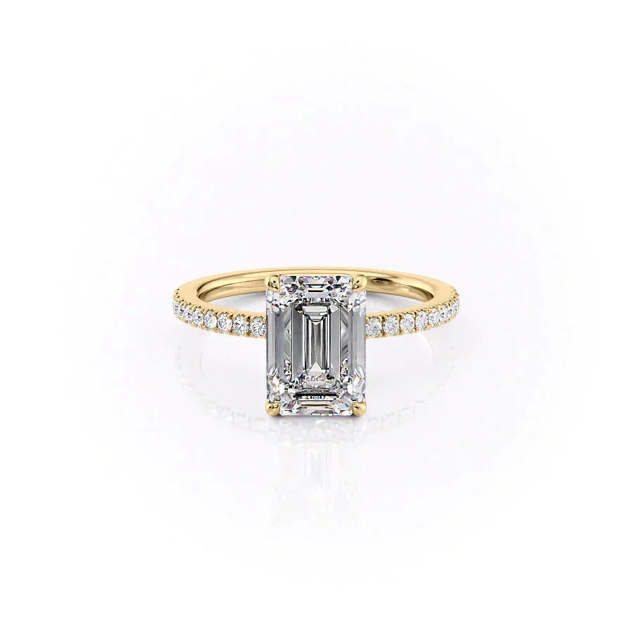 The Pave Eleanor Set With A 1.5 Carat Emerald Lab Diamond