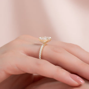 The Eleanor Set With A 2.5 Carat Elongated Cushion Moissanite