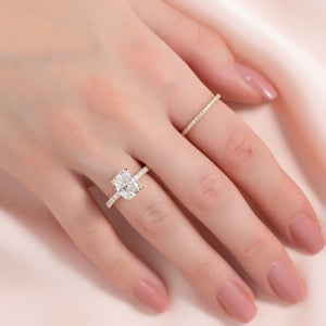 The Eleanor Set With A 2.5 Carat Elongated Cushion Moissanite