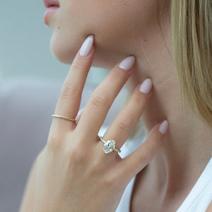The Pave Eleanor Set With A 2 Carat Oval Lab Diamond