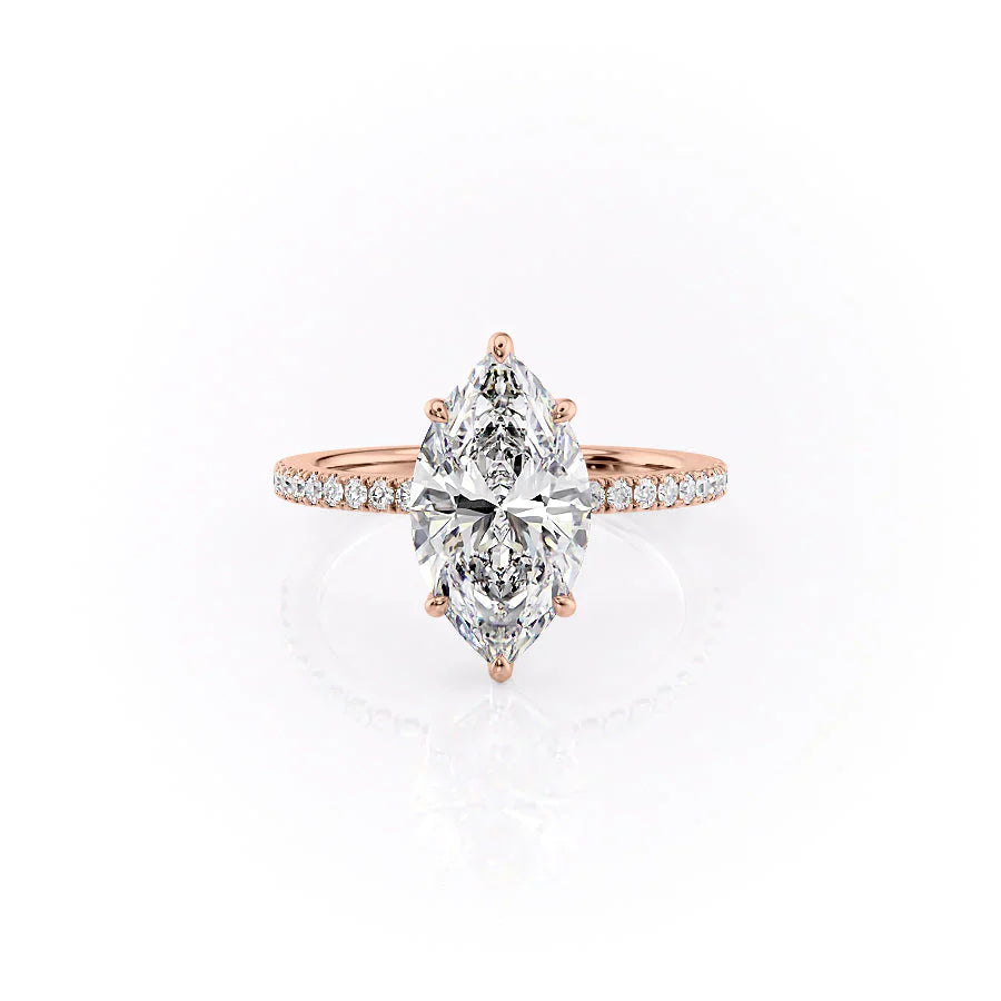 The Pave Eleanor Set With A 1.5 Carat Marquise Moissanite