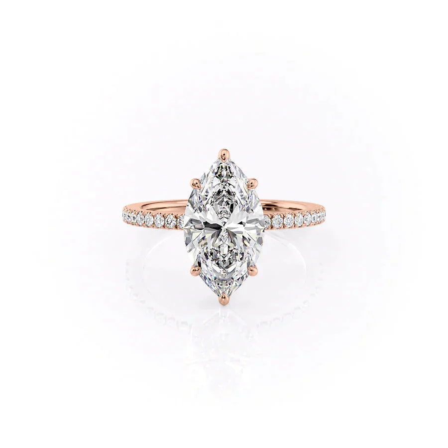 The Pave Eleanor Set With A 1.5 Carat Marquise Lab Diamond