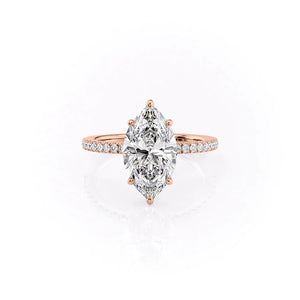 The Pave Eleanor Set With A 2.5 Carat Marquise Lab Diamond