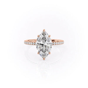 The Pave Eleanor Set With A 3.5 Carat Marquise Moissanite