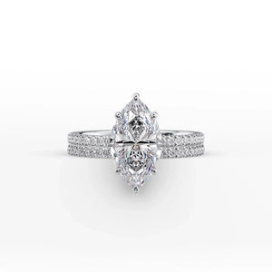 The Pave Eleanor Set With A 1.5 Carat Marquise Moissanite