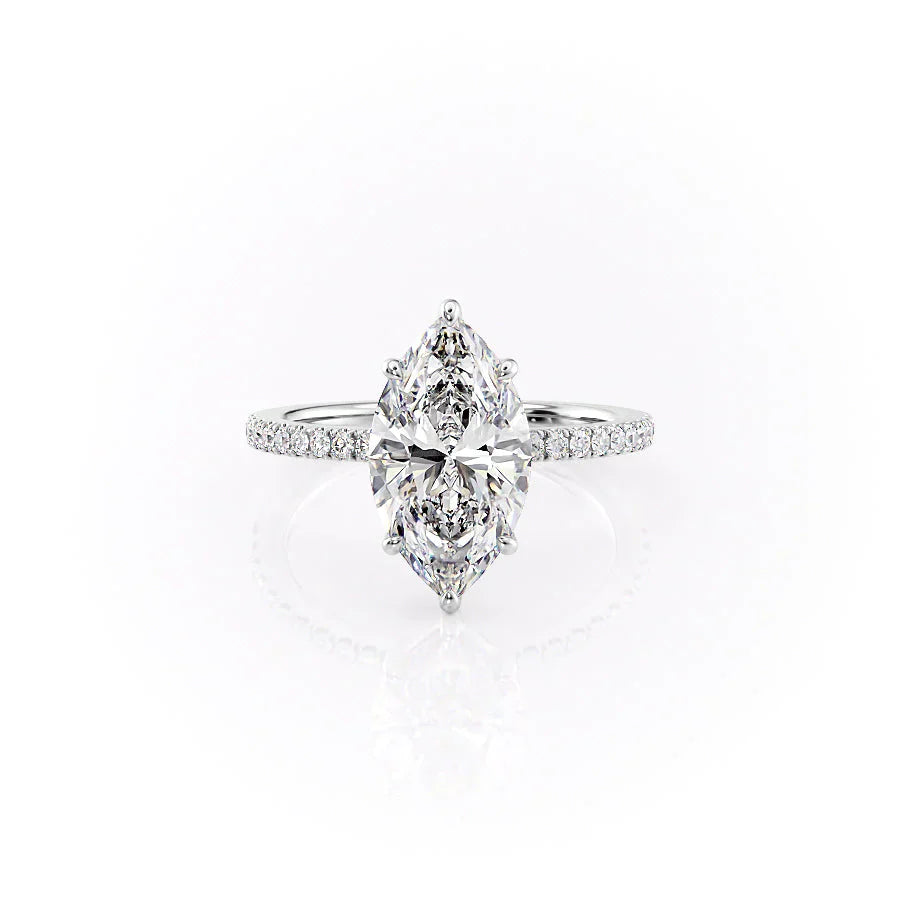 The Pave Eleanor Set With A 1.5 Carat Marquise Moissanite