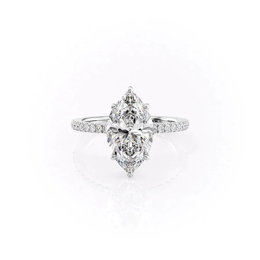 The Pave Eleanor Set With A 2.5 Carat Marquise Lab Diamond