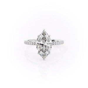 The Pave Eleanor Set With A 1.5 Carat Marquise Moissanite
