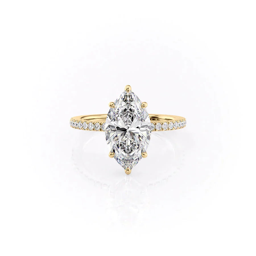The Pave Eleanor Set With A 2.5 Carat Marquise Lab Diamond