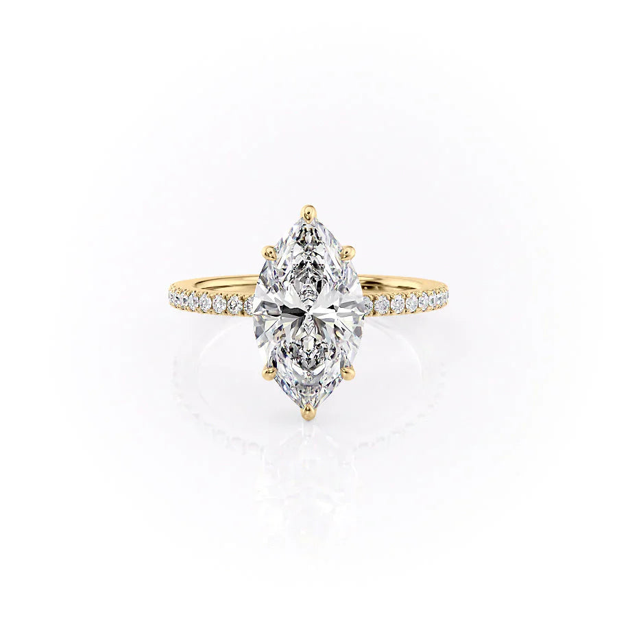 The Pave Eleanor Set With A 4.5 Carat Marquise Moissanite
