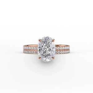 The Pave Eleanor Set With A 2.5 Carat Oval Moissanite