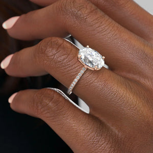 The Pave Eleanor Set With A 1.5 Carat Oval Moissanite
