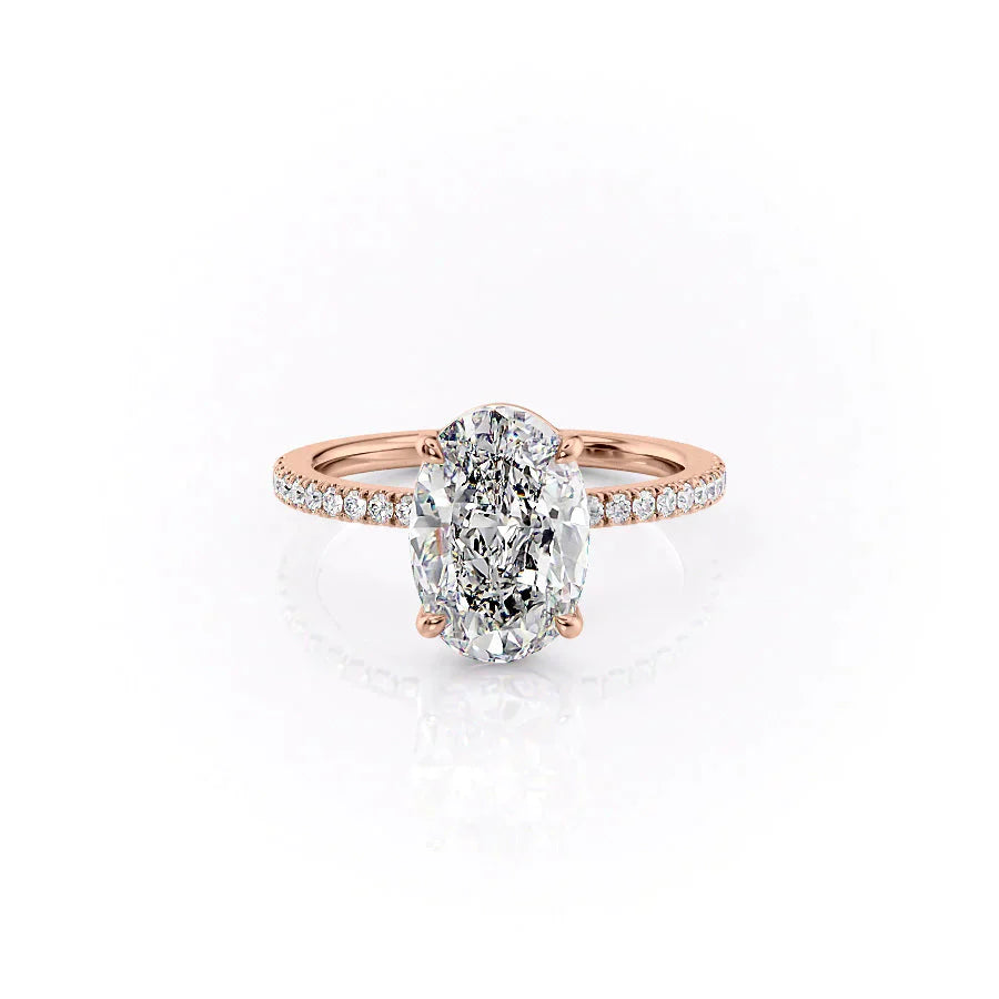 The Pave Eleanor Set With A 4.5 Carat Oval Moissanite