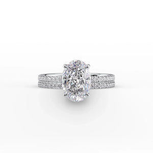 The Pave Eleanor Set With A 4.5 Carat Oval Moissanite