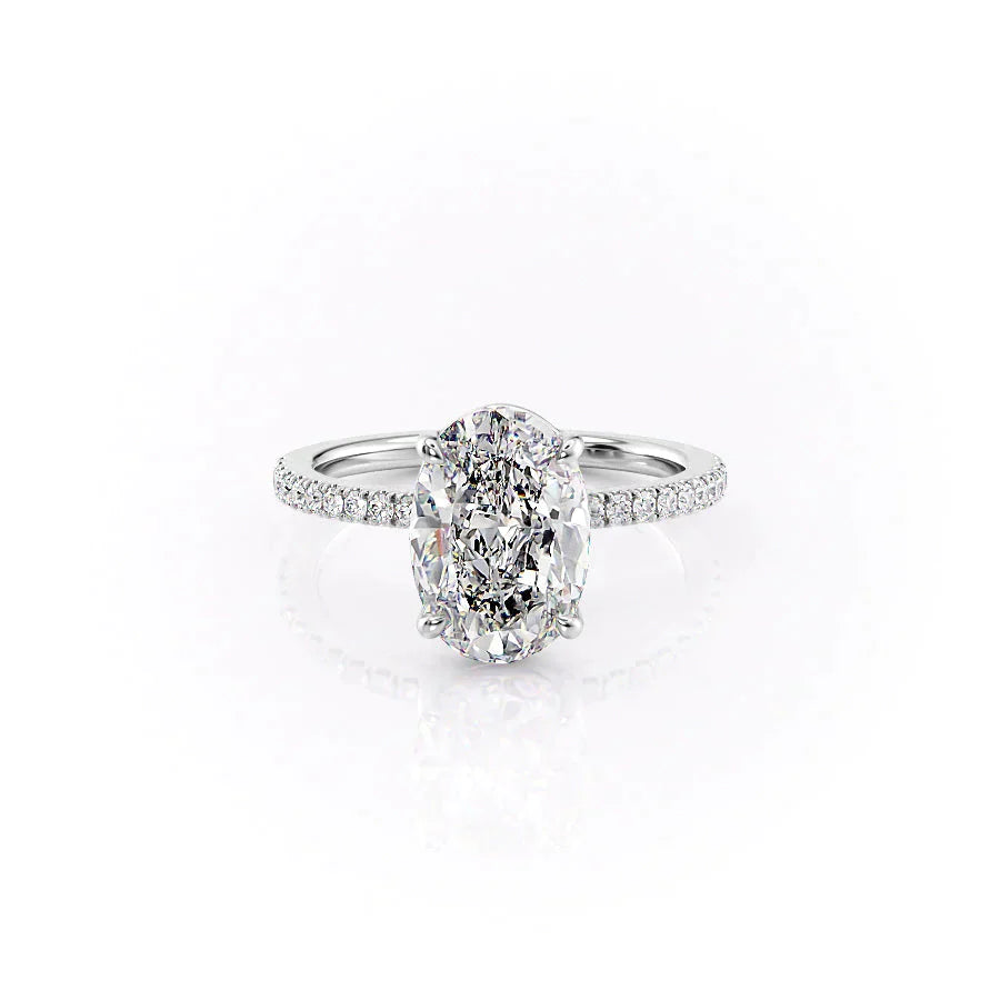 The Pave Eleanor Set With A 1.5 Carat Oval Lab Diamond