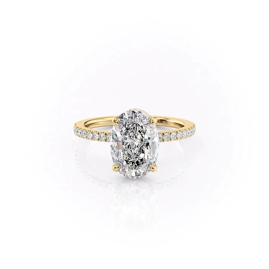 The Pave Eleanor Set With A 2.5 Carat Oval Lab Diamond