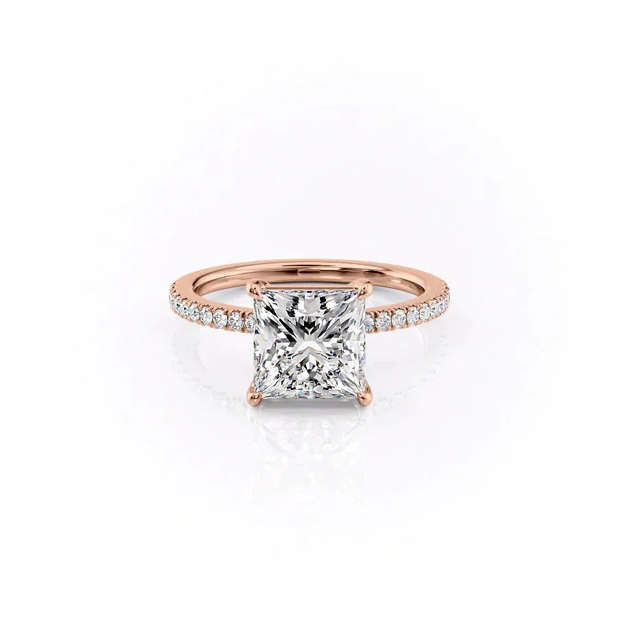 The Pave Eleanor Set With A 2.5 Carat Princess Moissanite