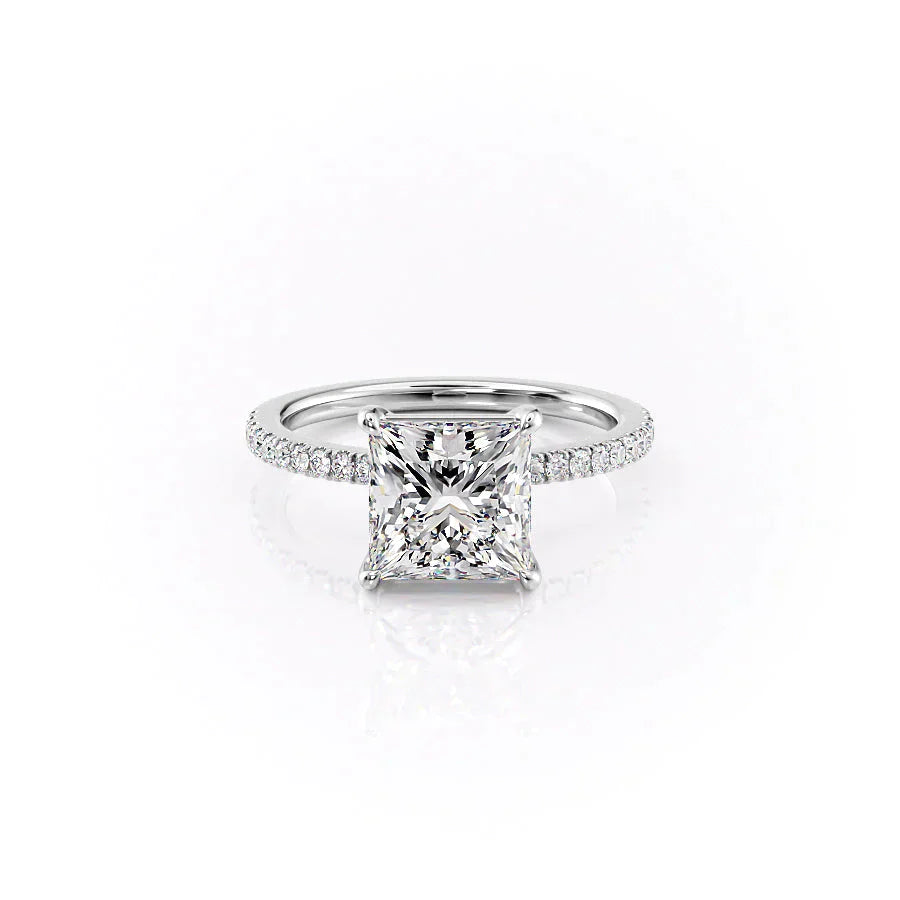 The Pave Eleanor Set With A 2.5 Carat Princess Moissanite