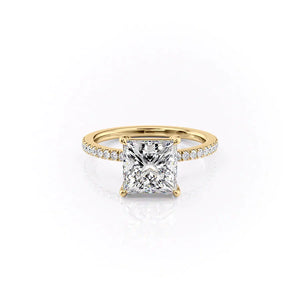 The Pave Eleanor Set With A 1.5 Carat Princess Moissanite