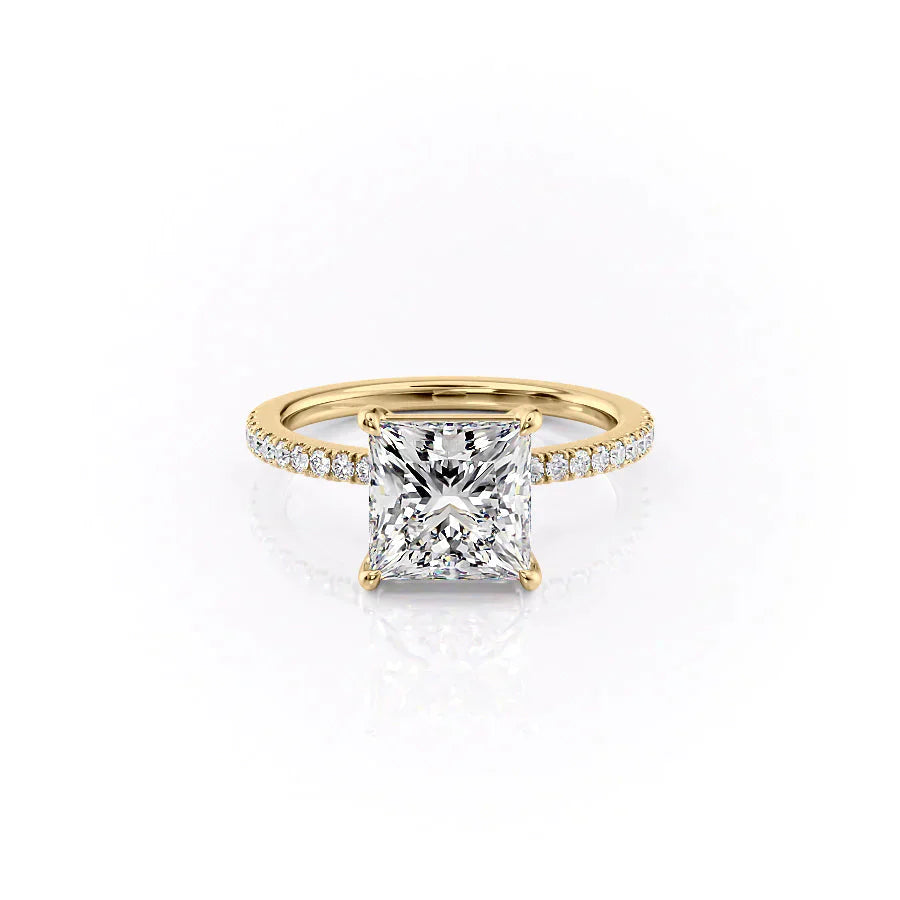 The Pave Eleanor Set With A 2.5 Carat Princess Moissanite