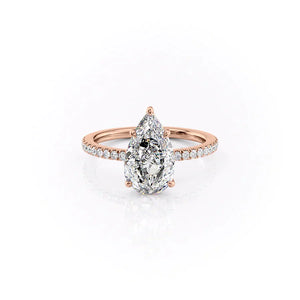 The Pave Eleanor Set With A 1 Carat Pear Lab Diamond