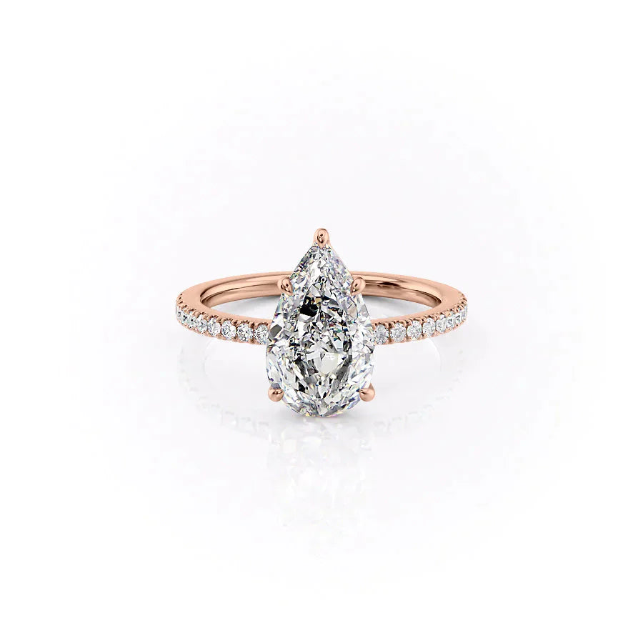The Pave Eleanor Set With A 1.5 Carat Pear Lab Diamond