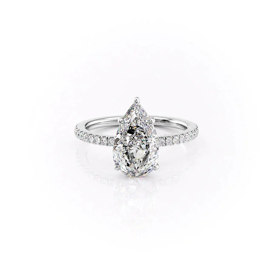 The Pave Eleanor Set With A 3.5 Carat Pear Moissanite