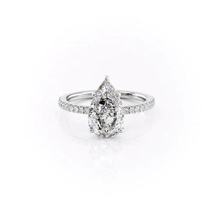 The Pave Eleanor Set With A 2.5 Carat Pear Lab Diamond