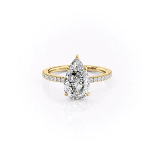 The Pave Eleanor Set With A 1.5 Carat Pear Moissanite