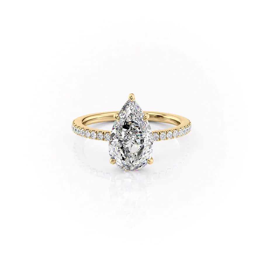 The Pave Eleanor Set With A 4.5 Carat Pear Moissanite