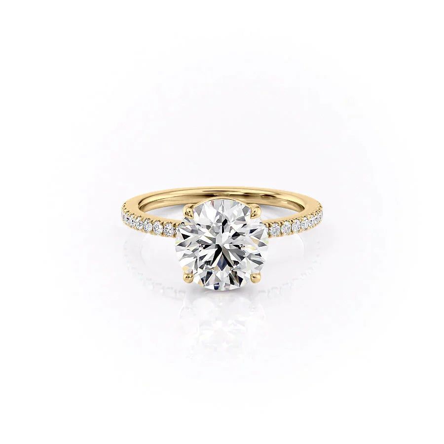 The Pave Eleanor Set With A 3.5 Carat Round Moissanite