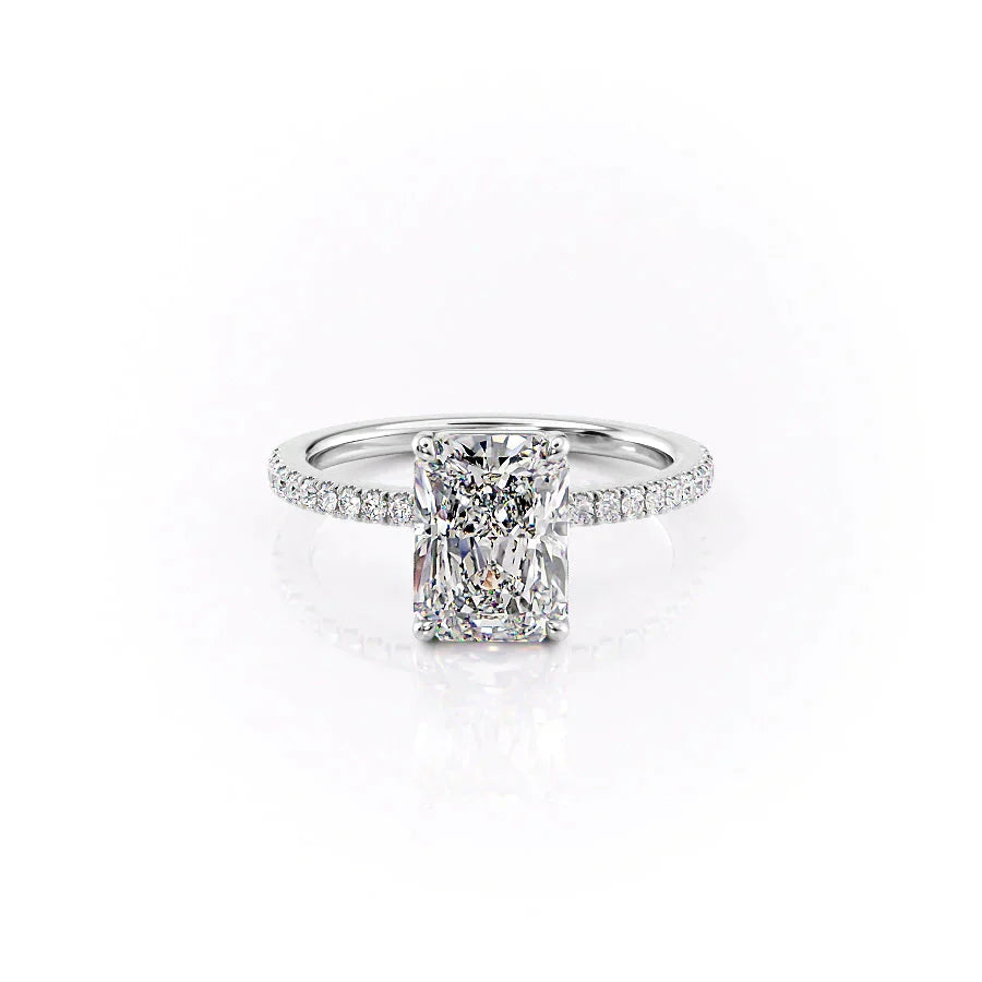 The Pave Eleanor Set With A 1.5 Carat Radiant Lab Diamond
