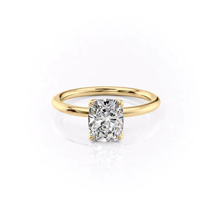 The Alison Set With A 2.5 Carat Elongated Cushion Moissanite