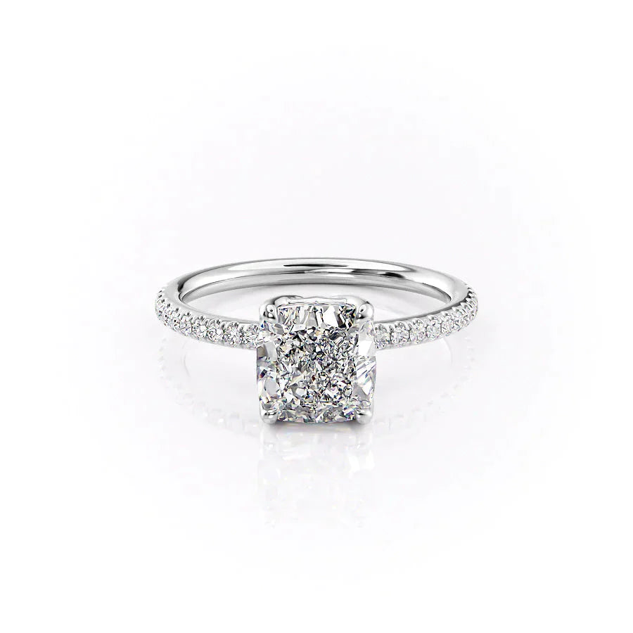 The Pave Alison Set With A 4.5 Carat Cushion Moissanite