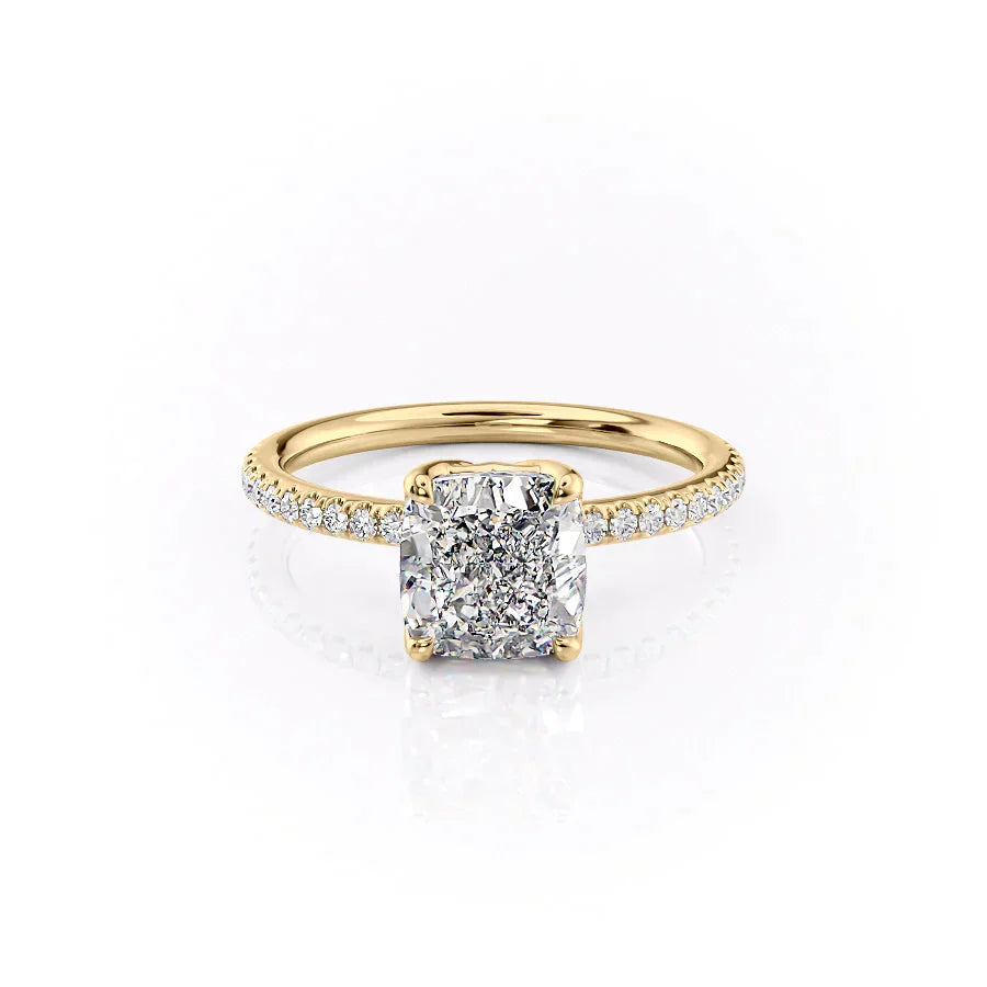 The Pave Alison Set With A 2 Carat Cushion Lab Diamond