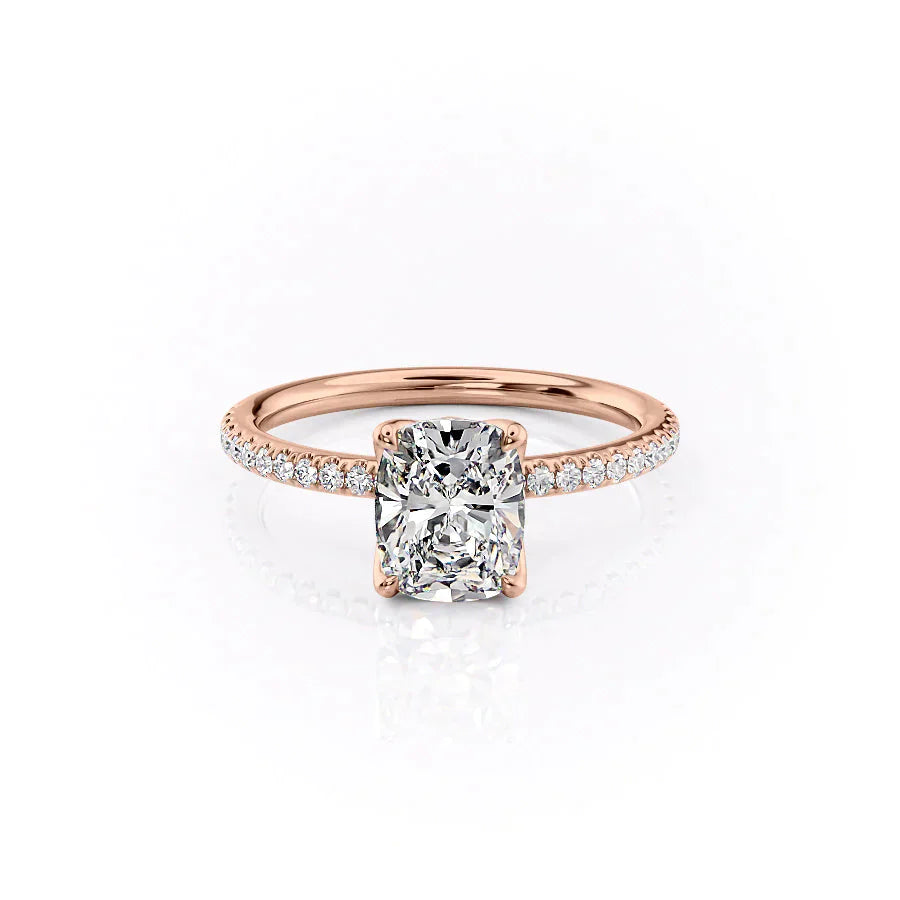 The Pave Alison Set With A 3 Carat Elongated Cushion Lab Diamond