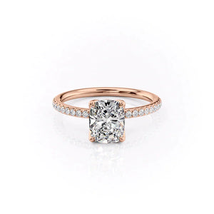 The Pave Alison Set With A 3.5 Carat Elongated Cushion Moissanite