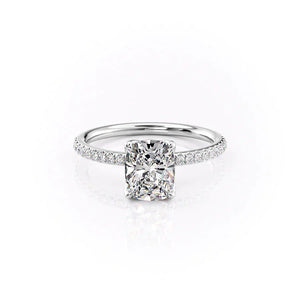 The Pave Alison Set With A 3.5 Carat Elongated Cushion Moissanite